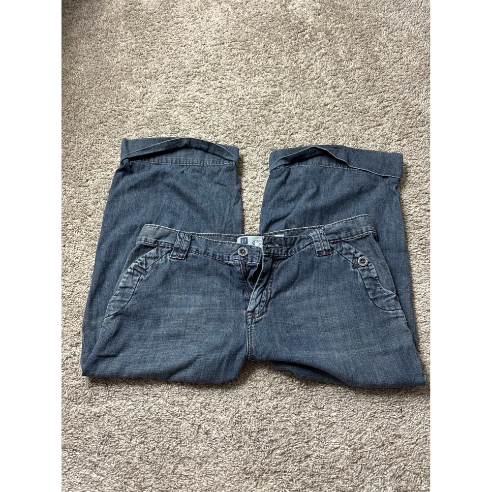 Gap Jeans Womens 8 Medium Wash Wide Leg Cropped Cuffed Denim Pants Fall 2006